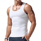 baratos Tops de ginásio-Homens Malha Íntima Top de colete Camiseta Interior camisa sem manga Sem Manga Gola Redonda Verão Tecido Moda Designer Básico Clássico Férias Rua Para Noite Preto Branco Vinho Top Tee para Homens