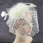 levne Fascinátory-Fascinátory Polyester 30. léta Se širší krempou Závojový klobouk Čajový dýchánek Kentucky Derby Dostih Dámský den koktejl Elegantní Vinobraní Jednoduchý S Peří MiniSpot Přílba Pokrývky Hlavy