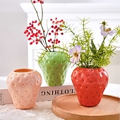 cheap Vases &amp; Basket-Strawberry Vase, Colorful Resin Handmade Decorative Flower Pot, Red, Pink, Green Options, Adorable Desktop Ornament for Home, Dining Table, Indoor Plants, Succulents, and Floral Arrangements