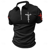 cheap Men&#039;s Classic Polo-Easter Men&#039;s Cross Zip Polo Short Sleeve Turndown Vintage Outdoor Athleisure Casual Daily Zipper Summer Grey Black Dark Blue