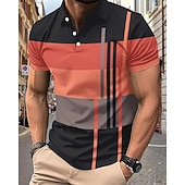  Ανδρικά Πουκάμισο γκολφ Μπλουζάκια Golf Polos Causal Δουλειά Πέτο Κοντομάνικο Βασικό Μοντέρνα Ριγέ Κουρελού Κουμπιά Καλοκαίρι Κανονικό Ροζ+Πορτοκαλί Σκούρο Ροζ Γκρίζο Πουκάμισο γκολφ