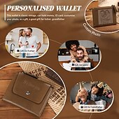 abordables Pour hommes-Portefeuille photo personnalisé meilleur cadeau pour papa portefeuille en cuir gravé pour mari grand-père fête des pères anniversaire anniversaire Noël mariage