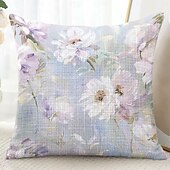 billiga blom- och växtstil-Blomsterdekorerade kastkuddar överdrag 1 styck mjukt kvadratiskt soffkuddöverdrag kuddfodral för sovrum vardagsrum soffa stol