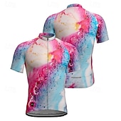 preiswerte Radtrikot Herren-Herren Radtrikot Kurzarm Fahhrad T-Shirt Trikot mit 3 Gesäßtaschen Mountainbike MTB Atmungsaktiv Schnelltrocknend Anatomisches Design Feuchtigkeitsableitend Blau Fuchsie Farbverlauf Sport Bekleidung