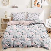 baratos 100% algodão-Conjunto de Capa de Duvet Floral Plantas Tamanho Completo Conjunto de Cama Capa de Colcha Macia Leve Cobertor com 2 Capas de Almofadas para Verão Primavera