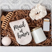 abordables Decoraciones de bodas-calcetines de peluche con letras para despedida de soltera, novia, dama de honor, madre del novio, boda, regalo de despedida de soltera