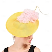 billige Coiffer-Hodeplagg Stoff Fedora-hatt Bryllup Fødselsdag Temafest Hesteveddeløp Elegant Vintage Søt Med Fjær Blomsterhodeplagg
