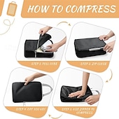 economico deposito bagagli e viaggi-set di cubi di compressione per l&#039;imballaggio da viaggio, borse portaoggetti di grande capacità da 4 pezzi con tessuto a motivo a rombi, organizer impermeabile per bagagli