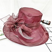 abordables Sombreros de fiesta-Sombreros Sombrero de Sol de Organza Boda Vacaciones Fiesta de Té Carrera de Caballos Cóctel Elegante Vintage Protección Solar Con Adorno Floral