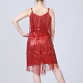 cheap Practice Dresses-Latin Dance Dress Tassel Pure Color Splicing Women's Performance Training Sleeveless High Polyester