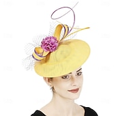 abordables Fascinators-accessoire Imitation Lin Mariage Soirée Élégant Mariage Avec Fleur Casque Couvre-chef