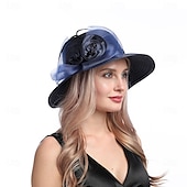 billige Partyhatter-Hatter Organza Solhatt Ferie Te Fest Hesteveddeløp Cocktail Elegant Vintage Søt Med Blomster Hodepryd Hodeplagg