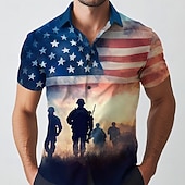  Voor heren Amerikaanse Amerikaanse vlag 4 juli, 250e verjaardag van de VS veteranen Overhemd Normaal shirt Overhemd met knopen Korte mouw Militray van het leger Buiten Streetwear Vakantie Zomer Lente