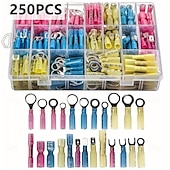 cheap Vehicle Repair Tools-250Pcs/Set Premium Heat Shrink Wire Connectors - Butt Terminals for Marine and Automotive Applications - Insulated Crimp Terminal Set with Seal Electrical Connectors for Waterproof Protection