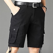 economico Classico-Per uomo Pantaloncini cargo Shorts Pantaloncini Estivi Multi-tasche Tasca con Patta Semplice Comodità Indossabile Lunghezza al ginocchio All&#039;aperto Sport Quotidiano Moda Casual Nero Giallo
