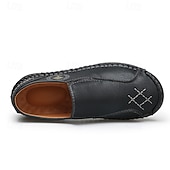 cheap Men&#039;s Slip-ons &amp; Loafers-Men&#039;s Beige Genuine Faux Leather Moccasins – Handmade Stitching Casual Slip-On Driving Shoes for Outdoor &amp; Trave