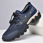 baratos Ténis para Homem-Homens Tênis Tênis Anfíbio Pele PU Com Transparência Respirável Confortável Antiderrapante Com Cadarço Preto Azul Cinzento Verão Primavera