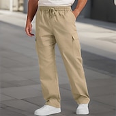 cheap Cargo Pants-Men&#039;s Cargo Pants Trousers Drawstring Elastic Waist Multi Pocket Plain Wearable Outdoor Daily Camping &amp; Hiking Fashion Classic Black White