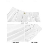 economico Vacanza-Per uomo Pantaloncini Pantaloncini di lino Pantaloncini estivi Pantaloncini da spiaggia Abbottonare Tasche Liscio Comfort Traspirante Breve Da mare Per eventi Spiaggia Hawaiano Boho Nero Bianco