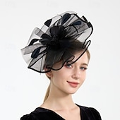 preiswerte Hochzeitsfazinatoren-Kopfbedeckung Tüll Feder Hochzeit Abendgesellschaft Elegant Hochzeit Mit Pure Farbe Kopfschmuck Kopfbedeckung