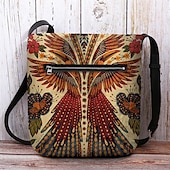 billiga Crossbodyväskor-crossbody-väska med vintage phoenix-tryck för kvinnor – boho-axelväska med justerbar rem, messenger-väska i etnisk stil för resor, shopping och vardagsbruk