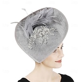 abordables Fascinateurs-Coiffe Chapeau Fedora en Lin Synthétique Mariage Anniversaire Thé Course Équitation Élégant Vintage Mignon Avec Accessoire En Plumes