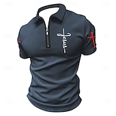 cheap Men&#039;s Classic Polo-Easter Men&#039;s Cross Zip Polo Short Sleeve Turndown Vintage Outdoor Athleisure Casual Daily Zipper Summer Grey Black Dark Blue