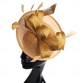 abordables Tocado de Boda-Tocados Plumas Sinamay Boda Fiesta de Noche Elegante Boda Con Pluma Celada Sombreros