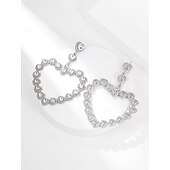 economico Orecchini-Per donna Orecchini a cerchio geometrico A cuore Moda Semplice Orecchini Gioielli Argento Per Matrimonio Feste 1 paio