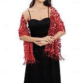abordables enveloppes d&#039;invité de mariage-Écharpe Femme Élégant Sans manches Polyester Boléros de Mariage Avec Gland Pour Soirée Printemps &amp; Été