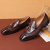 economico Semi-formale-scarpe derby kentucky marroni da uomo con dettaglio nappa - oxford in pelle lucida per eventi di corsa e occasioni formali