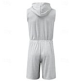 abordables Ensembles de t-shirts basiques pour hommes-Homme Body Débardeur à capuche et short Sans manches Fermeture éclair Été Uni Sexy Occasionnel Une pièce À capuche Vacances Vert Armée Noir Gris T-shirt haut de gamme pour homme