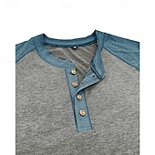 お買い得  メンズヘンリーTシャツ-男性用 ヘンリーシャツ ティートップ ベースボールTシャツ 半袖 カラーブロック ファッション デザイナー ラグランスリーブ ヘンリー バケーション ストリート お出かけ 夏 ダークグレー ブラック グレー ヘンリーTシャツ