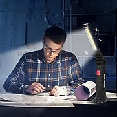 abordables Lampes de poche-Lampe de travail rechargeable à LED 1 pièce avec 5 modes d&#039;éclairage sélectionnables dotée d&#039;une base magnétique et d&#039;une conception pliable polyvalente. Idéal pour les réparations automobiles, le