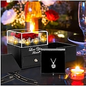 preiswerte Partybedarf-konservierte rote echte Rose mit Herz „Ich liebe dich“-Halskette – ewige Blumen, Rosen, Geburtstagsgeschenke für Frauen, ihre Mutter, Ehefrau, Freundin, Oma, zum Valentinstag, Muttertag, Weihnachten,