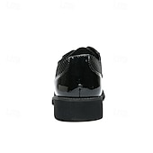 economico Formale-scarpe oxford da uomo in pied de poule bianco e nero con dettagli in vernice, elegante design con lacci per eventi formali alla moda