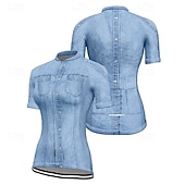 ieftine Tricouri pentru femei-Pentru femei Jersey de ciclism Manșon scurt Bicicletă Tricou Tee Jerseu cu 3 buzunare spate Ciclism montan Respirabil Uscare rapidă Proiectare anatomică Wicking Albastru Gri Grafic Sport Îmbrăcăminte