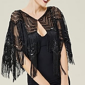 olcso Sálak és Kendők-Retró Ordító 20-as évek 1920-as évek sál Wrap Kendők A nagy Gatsby Flapper lány Flitter Rojt Női Farsang Esküvő Estély Álarcos mulatság Felnőttek Kendő