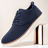 cheap Men&#039;s Sneakers-Men&#039;s Breathable Knit Brogue Sneakers - Casual Lace-Up Lightweight Shoes for Daily Wear &amp; Walking