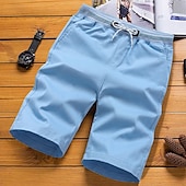 baratos shorts de trabalho-Homens Shorts sociais Shorts de trabalho Com Cordão Cintura elástica Bolso multi Tecido Conforto Vestível Comprimento do joelho Ao ar livre Esporte Diário Moda Casual Preto Azul Marinha