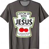 tanie Koszulki z wiarą-Męski T-shirt z żartem religijnym 'Nadrób zaległości z Jezusem chwal Go i delektuj się Nim' humorystyczna grafika