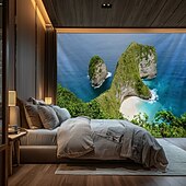 olcso Óceánparti Falikép-Táj Óceán Nézet Függő Takaró Fali Művészet Nagy Takaró Falfestmény Dekoráció Fénykép Háttér Takaró Függöny Otthon Hálószoba Nappali Dekoráció