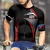 abordables Maillots pour hommes-Homme Maillot de cyclisme Géométrique Manche Courte Cyclisme T-shirt Maillot avec 3 poches arrière VTT Vélo tout terrain Séchage Rapide Design Anatomique Évacuation de l&#039;Humidité Respirant Des sports