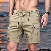 economico Vacanza-Per uomo Pantaloncini cargo Shorts Pantaloncini Estivi Multi-tasche Tasca con Patta Semplice Comodità Indossabile Lunghezza al ginocchio All&#039;aperto Sport Quotidiano Moda Casual Nero Cachi