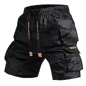 preiswerte Klassiker-Herren Cargo-Shorts Camping-Shorts Shorts mit Camouflage-Muster Wander-Shorts Elastischer Bund Gerader Schnitt 6 Taschen Einfach Tarnung Feuchtigkeitsableitend tragbar Knielang Outdoor Lässig Täglich