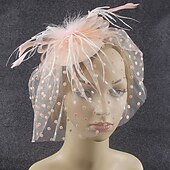 levne Fascinátory-Fascinátory Polyester 30. léta Se širší krempou Závojový klobouk Čajový dýchánek Kentucky Derby Dostih Dámský den koktejl Elegantní Vinobraní Jednoduchý S Peří MiniSpot Přílba Pokrývky Hlavy