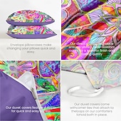 cheap 100% Cotton-Bohemian Duvet Cover Set 100% Cotton Soft and Breathable Bedding Featuring Colorful Flowers Lightweight and Durable Quilt Cover Comfortable for All Seasons Easy to Care