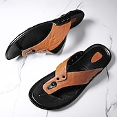 preiswerte Urlaubsandalen-Moderne Flip-Flops aus hellbraunem Kunstleder für Herren mit doppelten Aussparungen und verstellbaren Riemen – vielseitiges Schuhwerk für Komfort im Alltag