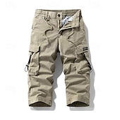 economico Classico-Per uomo Pantaloncini Cargo Capri Pantaloni capri Coulisse Elastico in vita Multi-tasche Semplice Comodità Indossabile Lunghezza al polpaccio All&#039;aperto Sport Quotidiano Moda Casual Nero Cachi