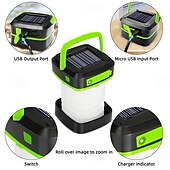 abordables Luces y linternas para acampar-Luces LED solares exteriores linternas de camping solares plegables linternas linternas de mano LED recargables por USB lámpara a prueba de agua y portátil para camping emergencias apagones huracanes